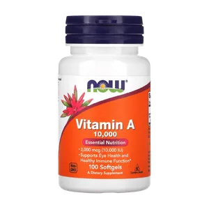 Vitamina A Now Foods 10000 IU 100 Cápsulas Blandas